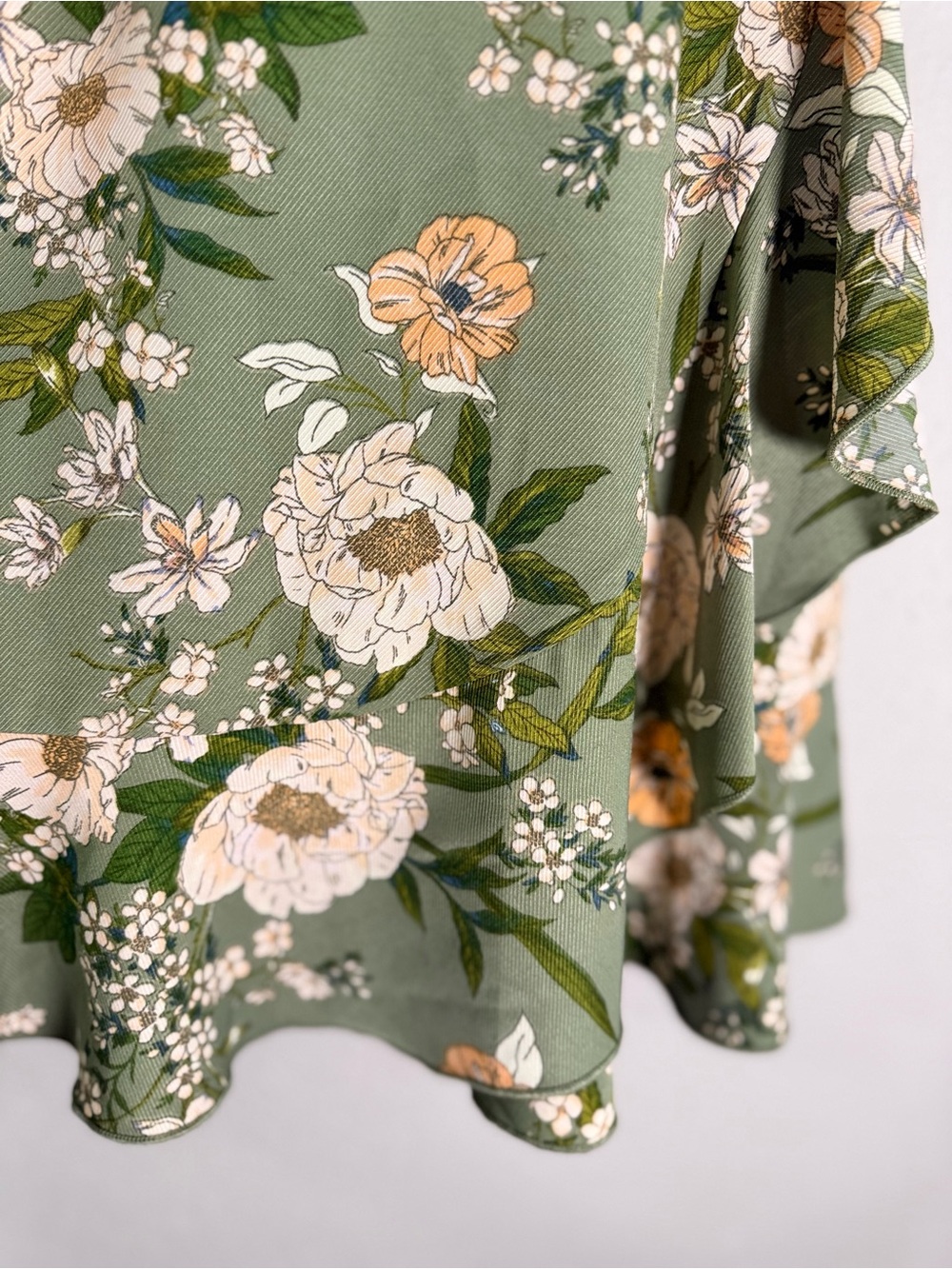 Speechless Floral Faux Wrap Mini Dress Sage Green Size L - Picture 4 of 8